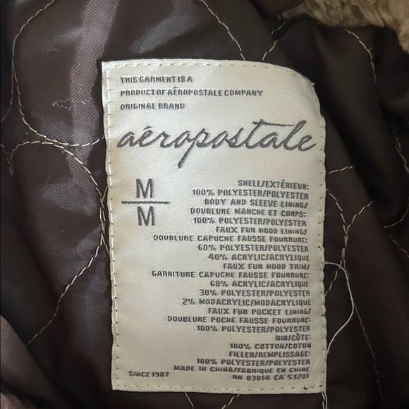 Aeropostale Chocolate Brown Puffer Jacket with Fur Hood - Picture 5 of 8